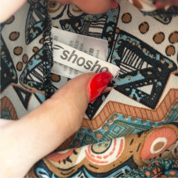 Shosho High Waist Geometric Patterned Shorts with Pom Pom Trim medium - Picture 2 of 5